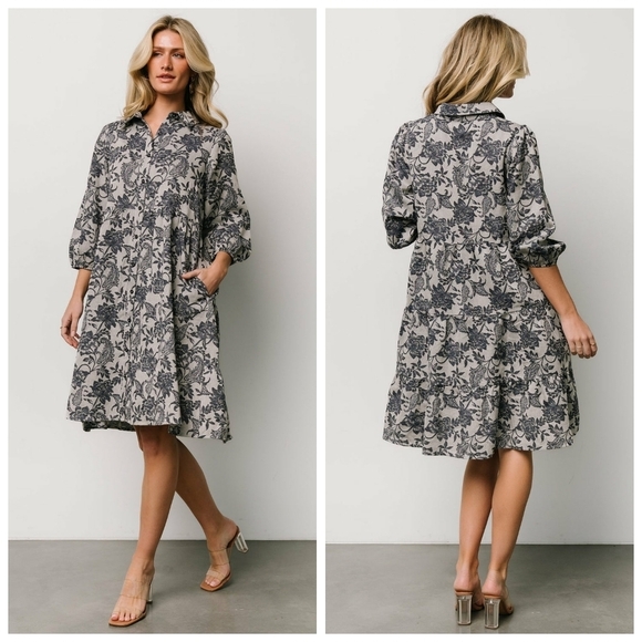 Baltic Born Dresses & Skirts - Baltic Born Dakota Navy Botanical Babydoll Dress